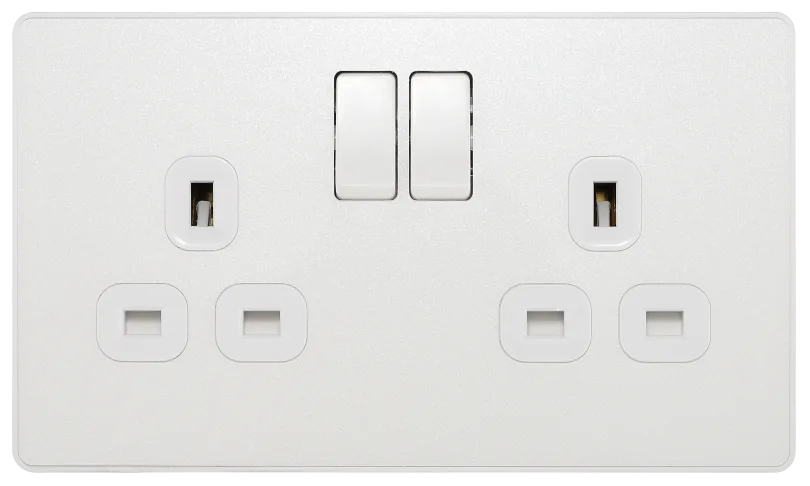 BG PCDCL22W 13A Double Switched Socket - Pearlescent White