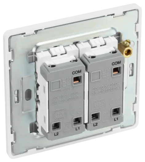 BG PCDCL42EW 20A Double 2-Way Edge-to-Edge Switch - Pearlescent White