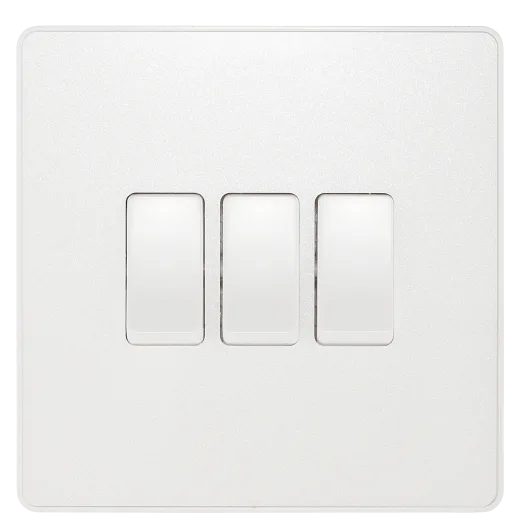 BG Evolve PCDCL43W 20A 16AX Triple 2-Way Light Switch - Pearlescent White
