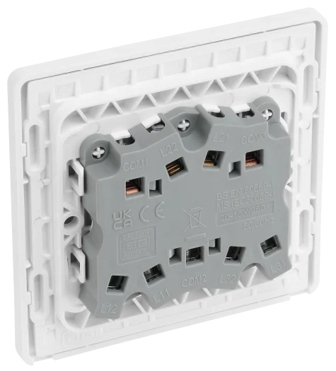 BG Evolve PCDCL43W 20A 16AX Triple 2-Way Light Switch - Pearlescent White