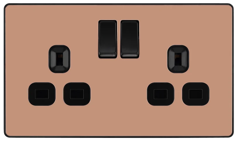 BG Evolve PCDCP22B 13A Double Switched Socket - Polished Copper
