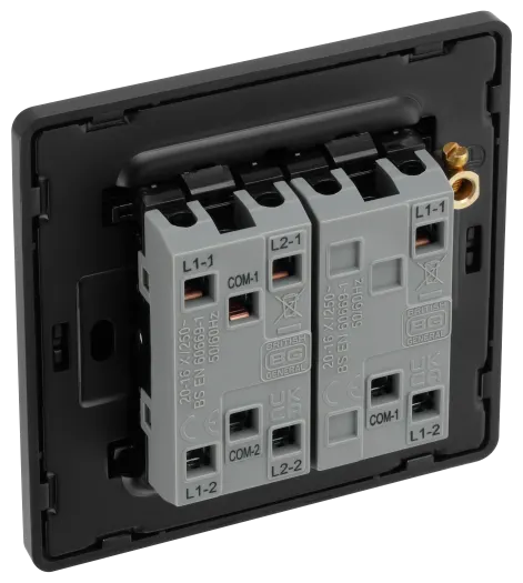BG Evolve PCDMG43EB 3G 2W Edge-to-Edge Rocker Light Switch 20A 16AX - Matt Grey