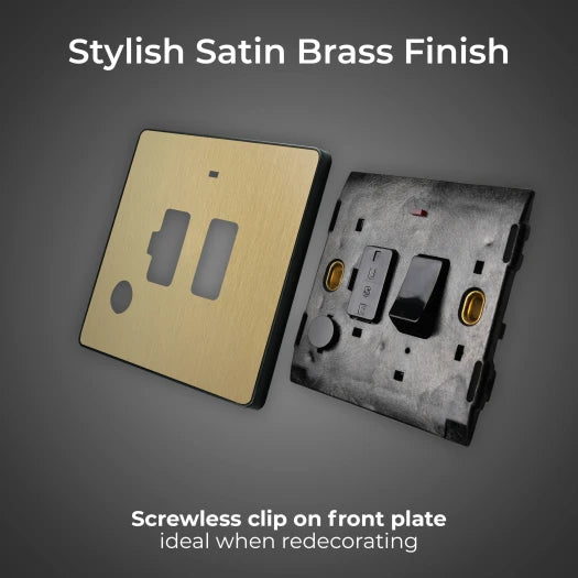 BG Evolve PCDSB52B 13A Switched Fused Spur with LED Light UK - Satin Brass