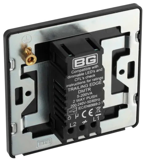 BG Evolve PCDSB81B 1G 2W 200W Trailing Edge LED Dimmer Switch - Satin Brass
