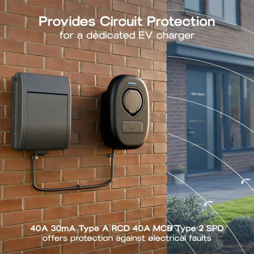 BG CFEV5A 5 Module IP65 Weatherproof Grey Metal EV Charger Circuit Protection