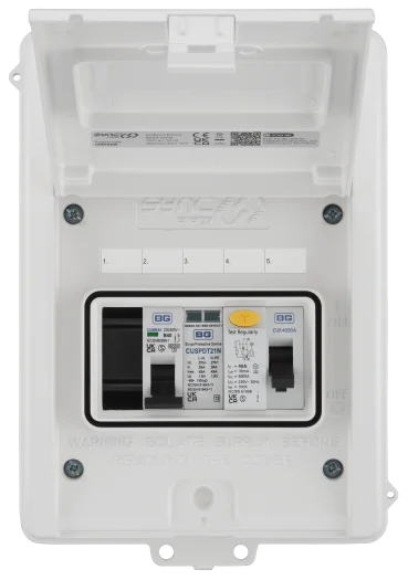 BG CFEV5AW IP65 40A EV Charger Consumer Unit with Type A RCD, MCB & Type 2 SPD