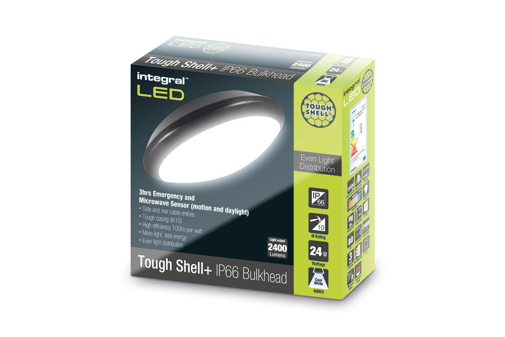 Integral LED ILBHA041 Tough-Shell+ 24W IP66 IK10 LED Bulkhead