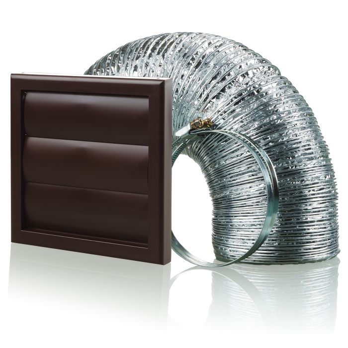 Blauberg CHK-100-3-VJBR 100mm Brown Cooker Hood Round Duct Kit Back Draught Shutter Vent Extractor Fan