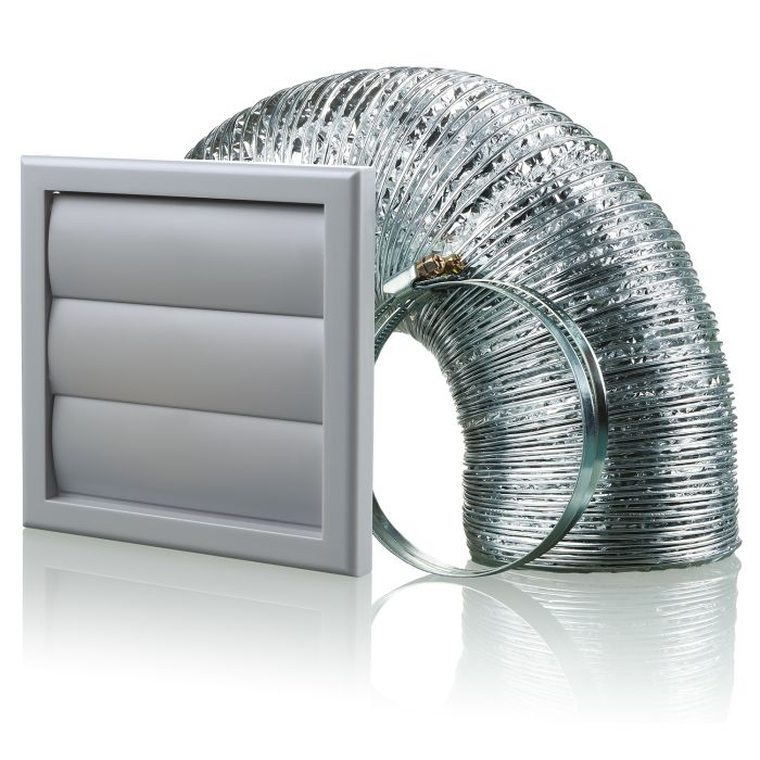 Blauberg CHK-100-3-VJGR 100mm Grey Cooker Hood Round Duct Kit Back Draught Shutter Vent Extractor Fan 4"
