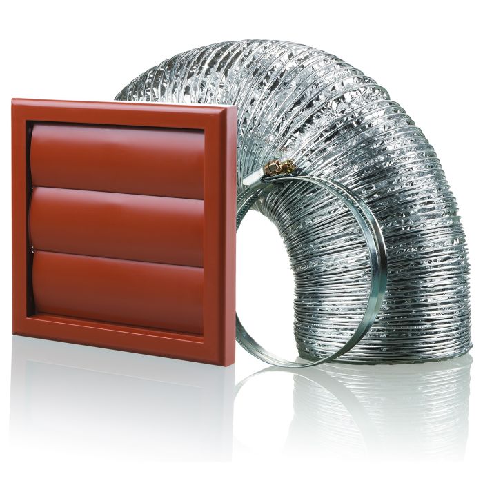 Blauberg CHK-100-3-VJTE 100mm Terracotta Cooker Hood Duct Kit Back Draught Shutter Vent Extractor Fan