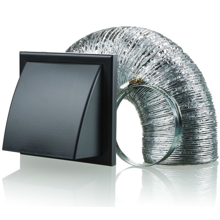 Blauberg CHK-100-3-VKBL 100mm Black Cooker Hood Duct Cowled Wall Shutter Vent Kit Fan Extractor 4"