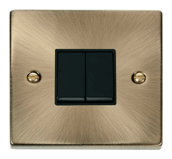 Click Scolmore VPAB012BK 10AX 2 Gang 2 Way Plate Switch - Antique brass