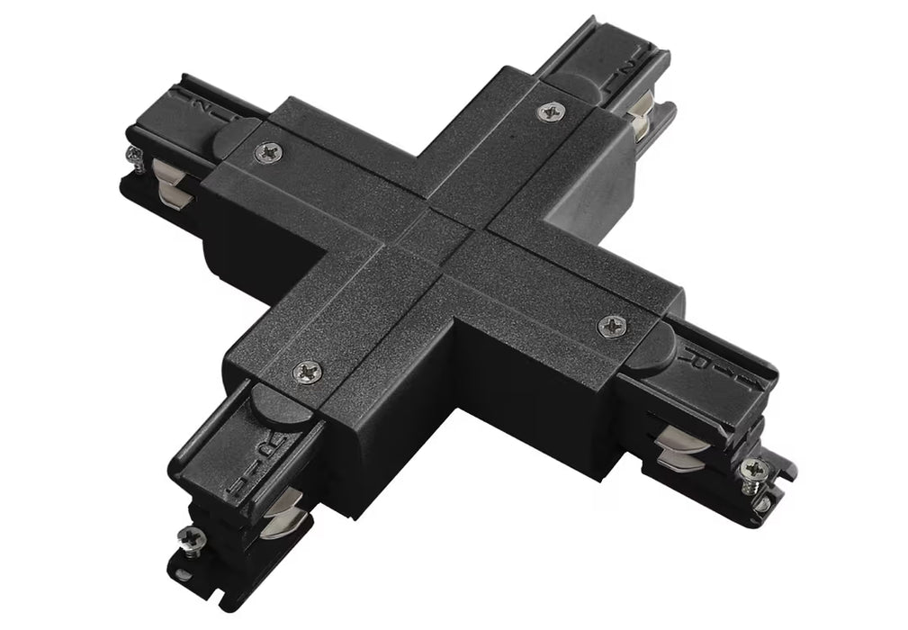 Collingwood TR23030 Black Four-Way X Connector for 3-Circuit Lighting Track