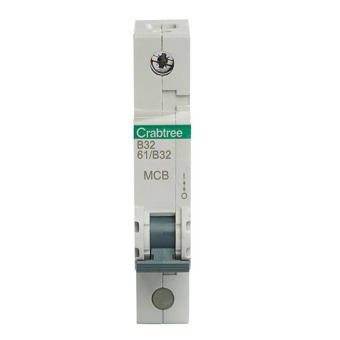 Crabtree 61/B32 32A SP Type B 6kA Plug-In MCB Class 3 230V IP20 UKCA