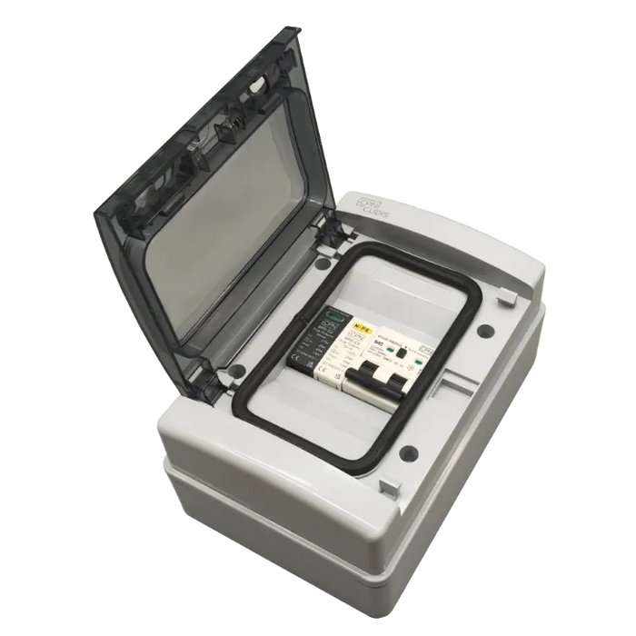 Cudis EVP440B EV Plastic IP65 Board with 2 Pole B Curve RCBO & 2 Pole SPD