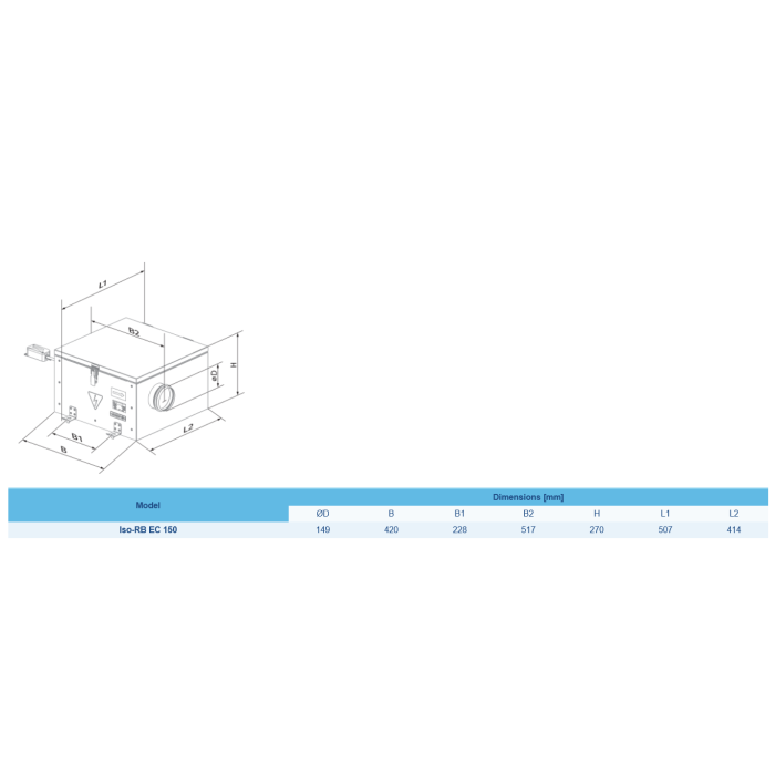 Blauberg ISO-RB150-EC Acoustic Centrifugal In-line Box Extractor Fan 150mm