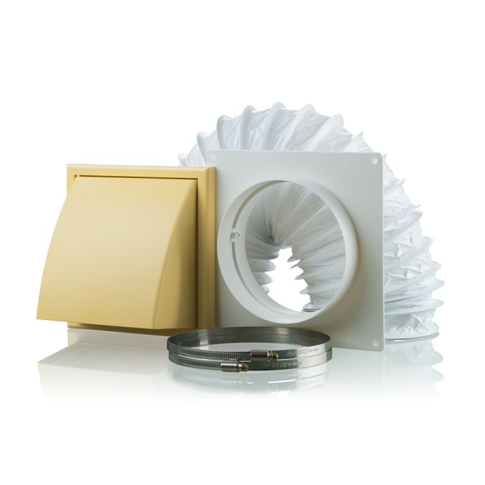 Blauberg DK-100-PVC-COT Ventilation PVC Flexible Duct Cowled Wall Kit 100mm Cotswold Stone