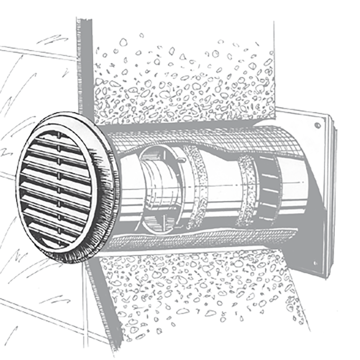 Blauberg DECOR 100-MB GREY Plastic Circular Fixed Blade External Grille Vent Louvre + Insect Mesh - 100mm Dia - Light Grey