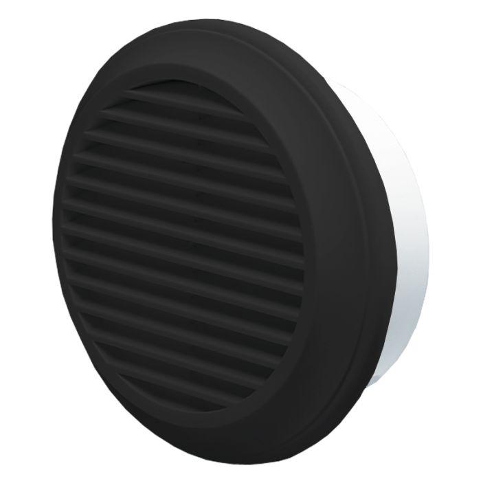 Blauberg DECOR 100-MB BLACK Round Fixed Blade External Grille Vent Louvre Wall Soffit Cover