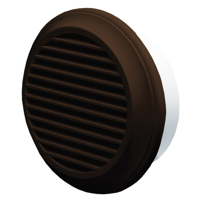 Blauberg DECOR 100-MB BROWN Plastic Circular Fixed Blade External Grille Vent Louvre + Insect Mesh - 100mm Dia - Brown