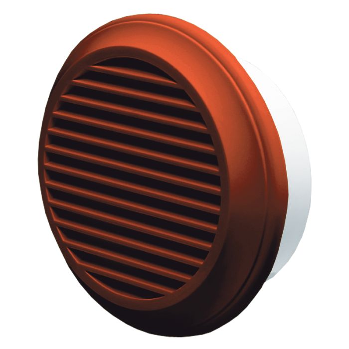 Blauberg DECOR 100-MB TERRACOTTA Plastic Circular Fixed Blade External Grille Vent Louvre + Insect Mesh - 100mm Dia - Terracotta