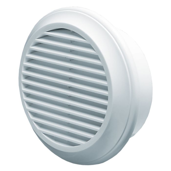 Blauberg DECOR 150-MB WHITE Plastic Circular Fixed Blade External Grille Vent Louvre + Insect Mesh - 150mm Dia - White
