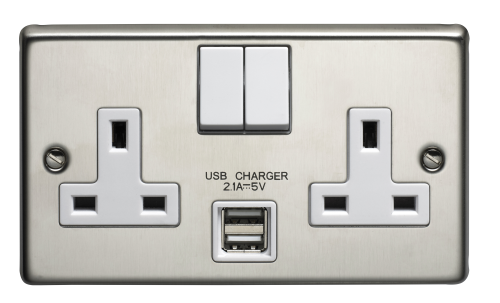 Volex VX1500USBSS/D 2G 2xUSB 13A Double Socket