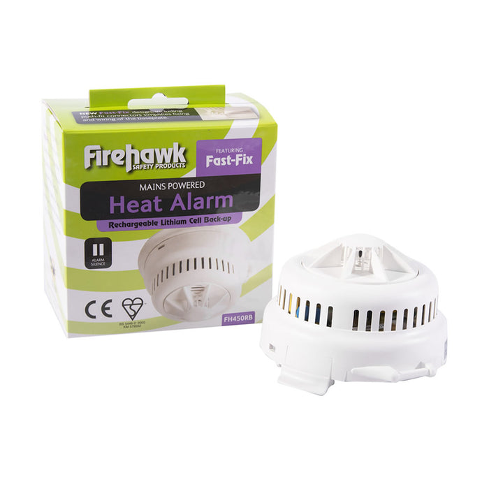 Firehawk FHN450RB Mains Powered Heat Alarm - Rechargeable Lithium Cell Back-up