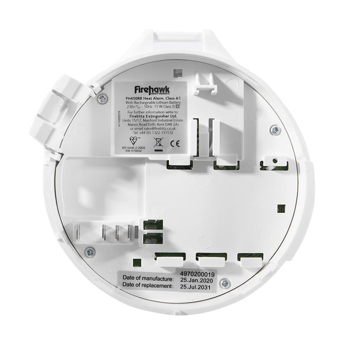 Firehawk FHN450RB Mains Powered Heat Alarm - Rechargeable Lithium Cell Back-up