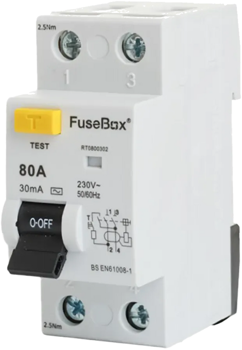 FuseBox RTA800302 80A 30mA Type-A 2 Pole RCD