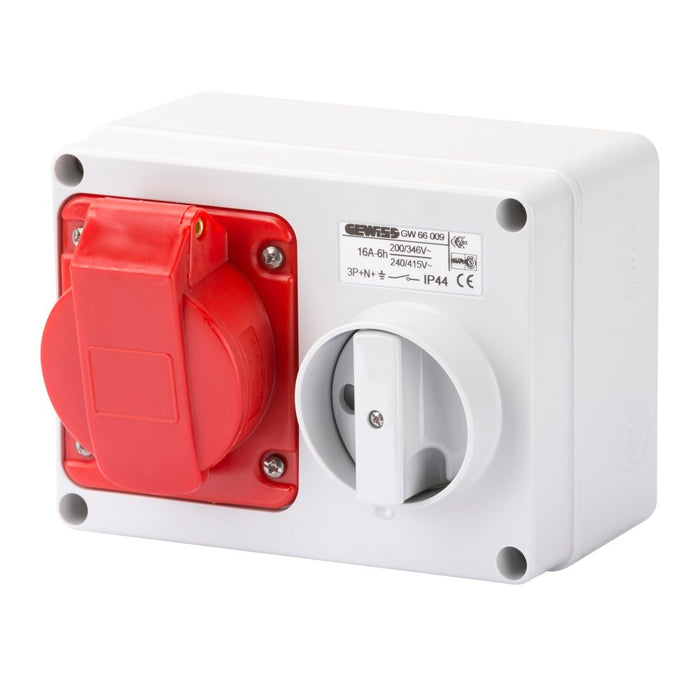 GEWISS GW66009 16A 5-Pin 400V Interlocked Industrial Socket IP44