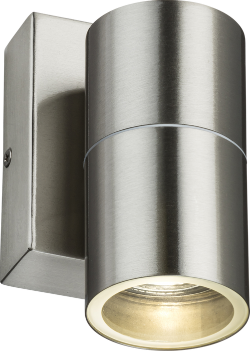 Knightsbridge OWALL1BCP  230V IP54 GU10 Fixed Single Wall Light with Photocell Sensor - Brushed Chrome