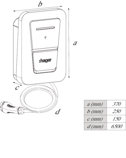 Hager XVU107CCT-MO 7kW EV Charger Type 2 Tethered Smart CT Monta