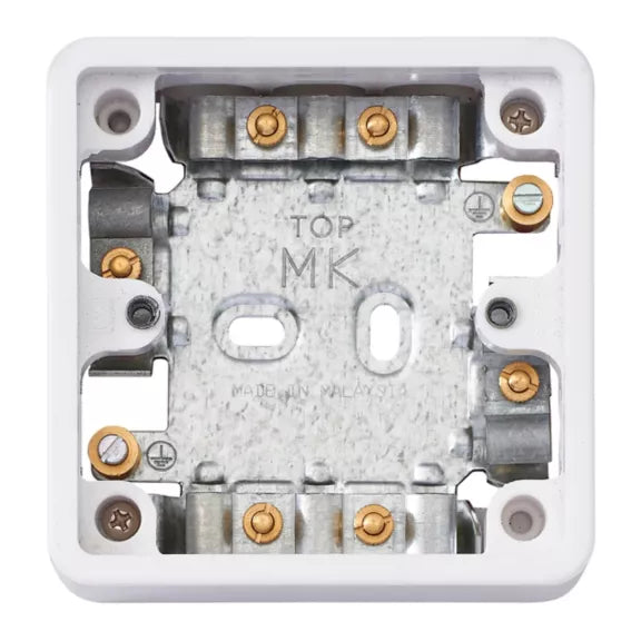 MK K2140WHI Logic Plus 1 Gang 30mm Pattress Back Box White