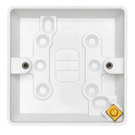MK K2140WHI Logic Plus 1 Gang 30mm Pattress Back Box White