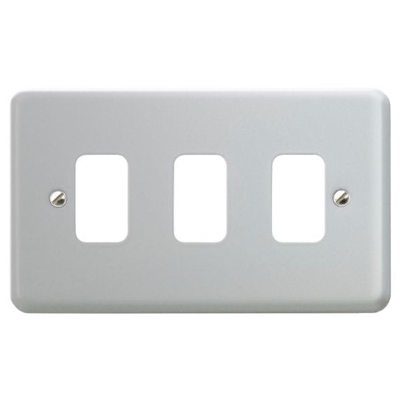 MK Grid Plus K3493ALM 2G 3Module Metal Frontplate — Electricals Online