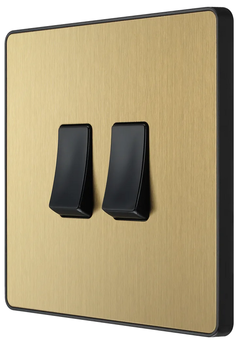 BG Evolve PCDSB42B Satin Brass 2G 2W Light Switch