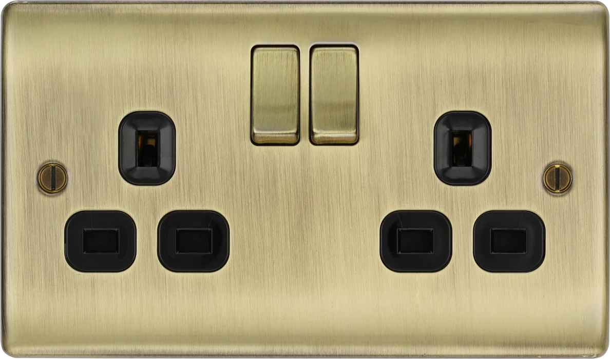 BG NAB22B-01 NEXUS METAL ANTIQUE BRASS Double Socket with Black Inserts