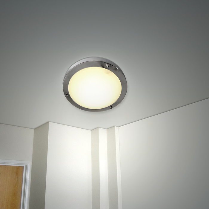 Eterna PACIFIC12 12W IP44 LED Bathroom Ceiling & Wall Light Polished Chrome 3100K 800lm