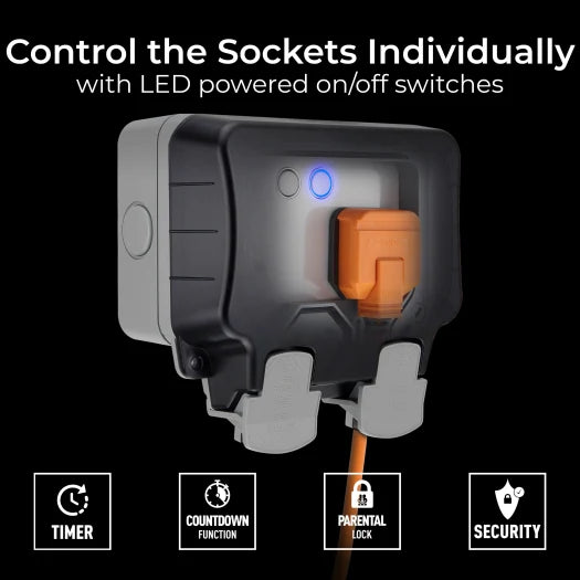 BG WP22/HC Strom Weatherproof Smart IP66 Weatherproof Outdoor Double Socket