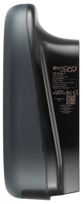 BG Sync EVWC2S7GG-02 EV Socketed Wall Charger 2, Mode 3, 7.4kW - Wi-Fi, Ethernet, 4G