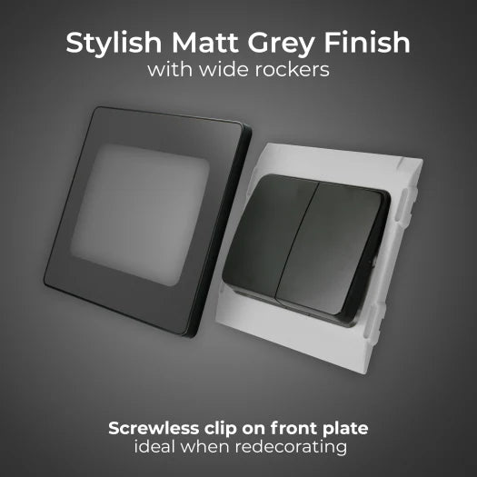 BG Evolve PCDMG42WB 20A Double Wide Rocker Switch - Matt Grey