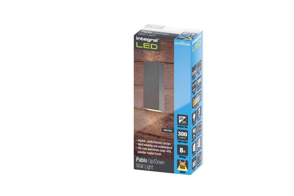 Integral LED ILDEA010 Pablo 8W IP54 Up Down Exterior Wall Light Grey