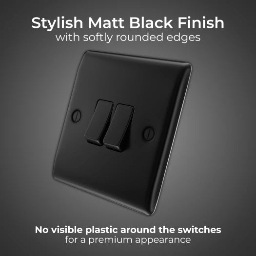 BG Nexus NFB42 2 Gang 2 Way Light Switch - Matt Black