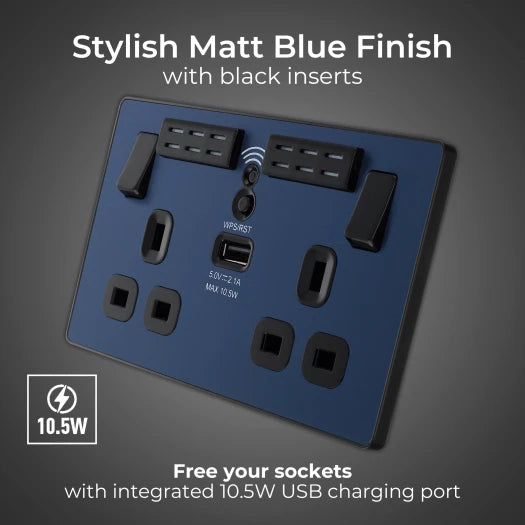 BG Evolve PCDDB22UWRB 13A  Wi-Fi Extender Socket UK - Matt Blue
