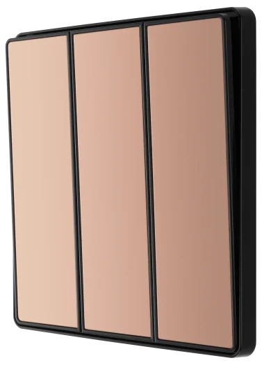 BG Evolve PCDCP43EB 20A 16AX 3 Gang 2 Way Edge-to-Edge Rocker Light Switch - Polished Copper