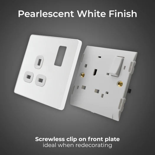 BG Evolve PCDCL21W 13A Switched Socket - Pearlescent White