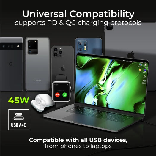 BG Evolve PCDSB22UAC45B 13A Double Switched Socket with 45W USB-A & USB-C Fast Charging – Black Inserts - Satin Brass