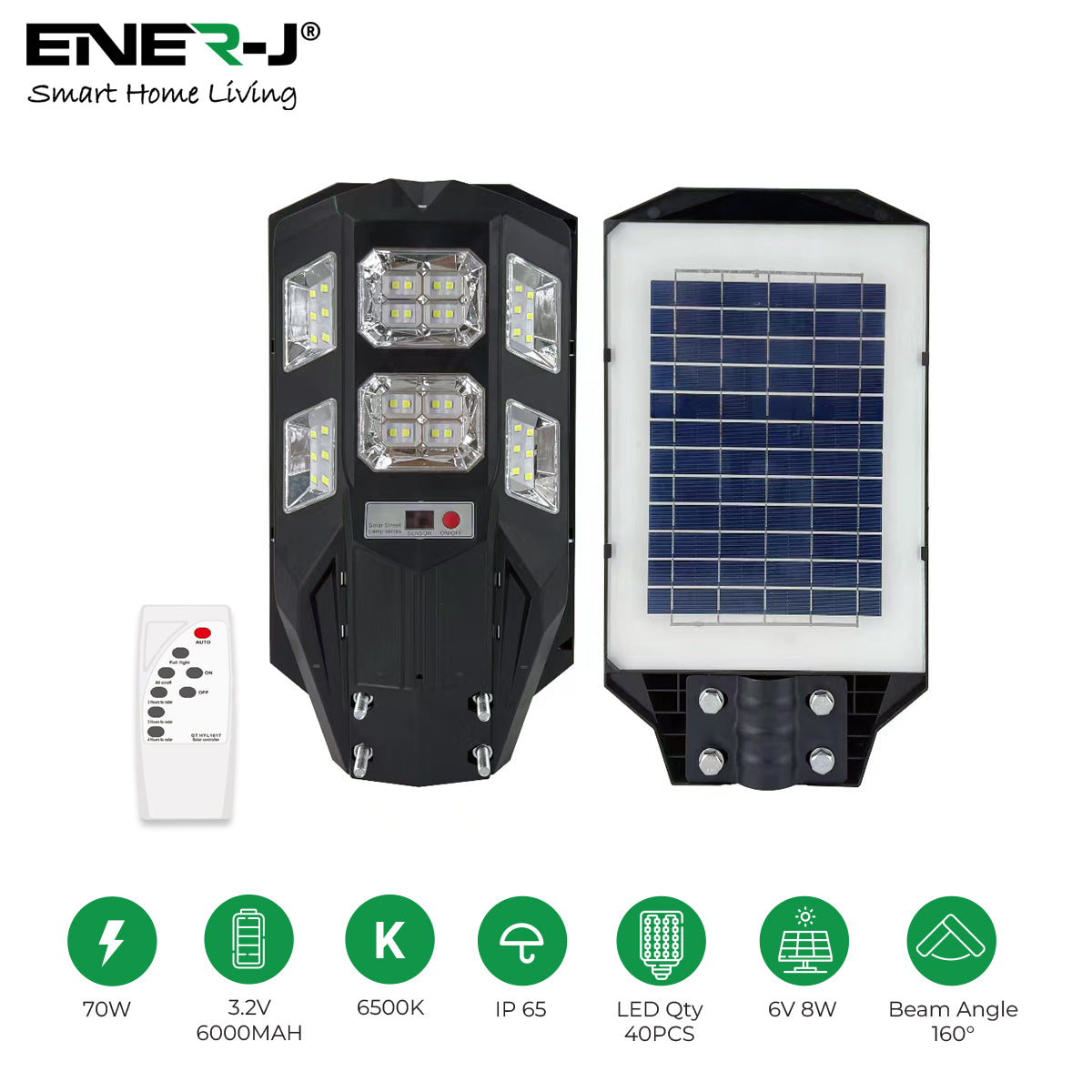 70W LED Solar Street Light with Sensors and Remote | IP66 Waterproof ...