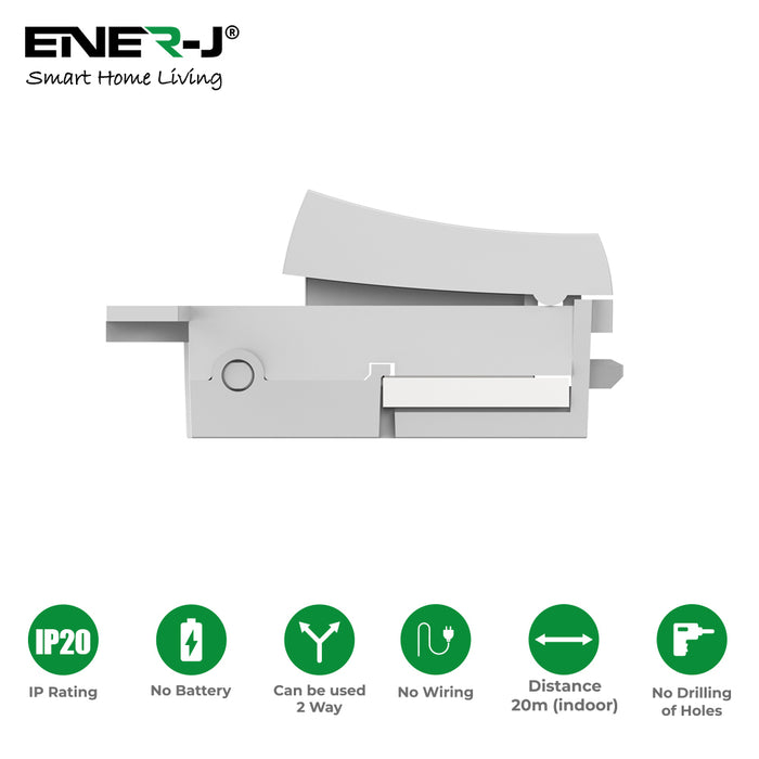 Ener-J ECO Series Wireless Kinetic Mini Grid Switch – 1-Gang Self-Powered RF Light Switch, White